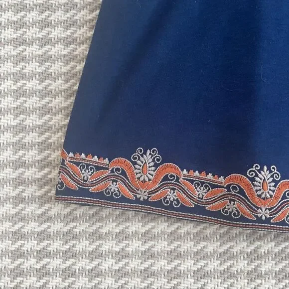 Tory Burch Nell Blue Embroidered Dress Large - Picture 10 of 12